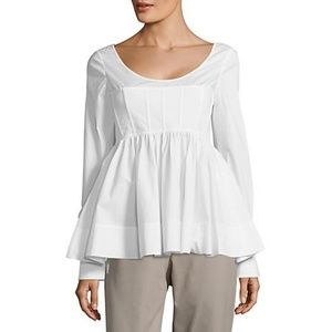 NWT Cinq à Sept Arabella Ruffled Long-Sleeve Top